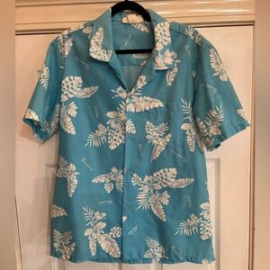 Vintage Live Honolulu Hawaii Floral & Palm Leaf Hawaiian Button Down Shirt